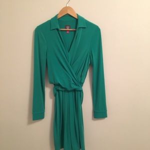 Vince Camuto green faux wrap dress 10